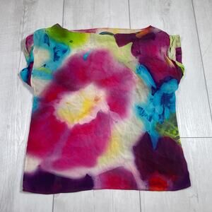 Alice + Olivia Sleeveless Blouse Chiffon Jungle Floral Watercolor Women's Small